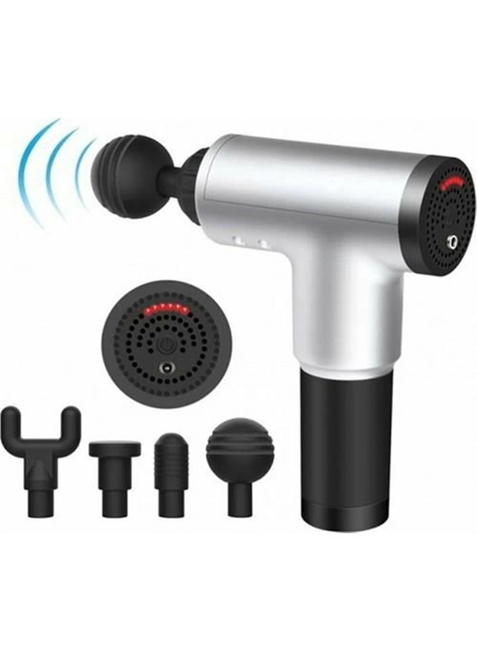 Darbeli Titreşimli Tabanca Masaj Aleti Kas Rahatlatıcı 4 Başlıklı Şarjlı Göbek Eritme Cihazı Zayıflama ve Selülit Giderme (