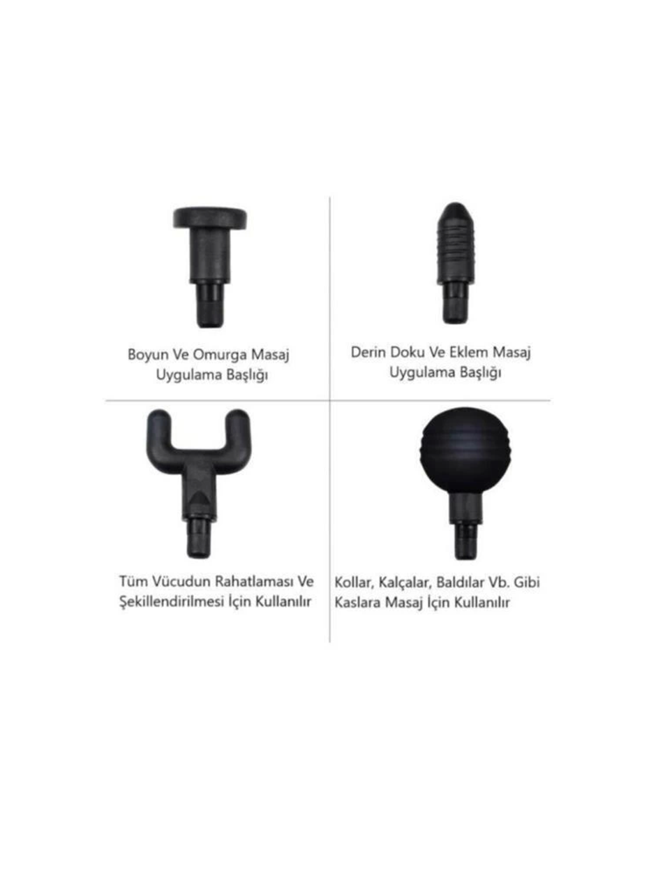 Darbeli Titreşimli Tabanca Masaj Aleti Kas Rahatlatıcı 4 Başlıklı Şarjlı Göbek Eritme Cihazı Zayıflama ve Selülit Giderme (