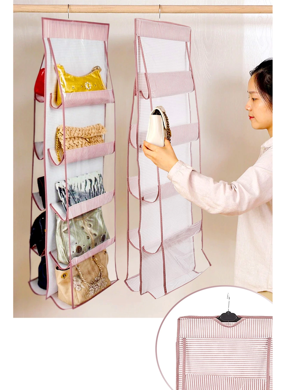 10 Gözlü Çanta Askılığı Dolap İçi Düzenleyici Organizer Askılı Çantalık (