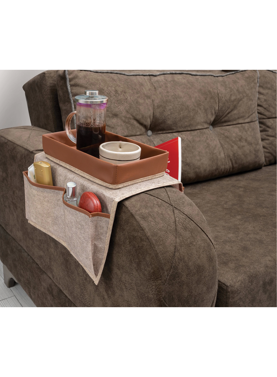 Çok Amaçlı Deri Şeritli Cepli Koltuk Kenarı Düzenleyici 03938 (