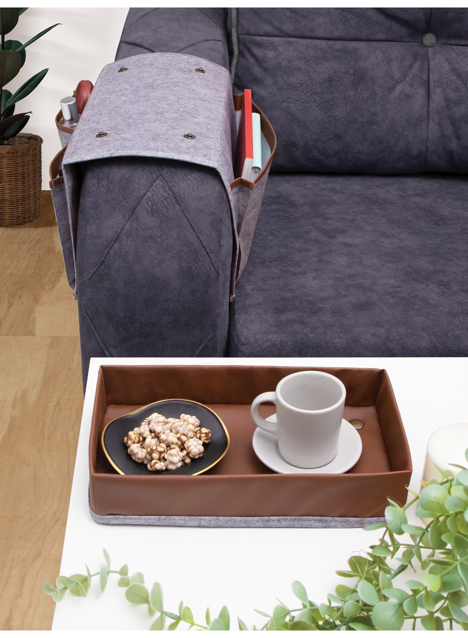 Çok Amaçlı Deri Şeritli Cepli Koltuk Kenarı Düzenleyici 03938 (