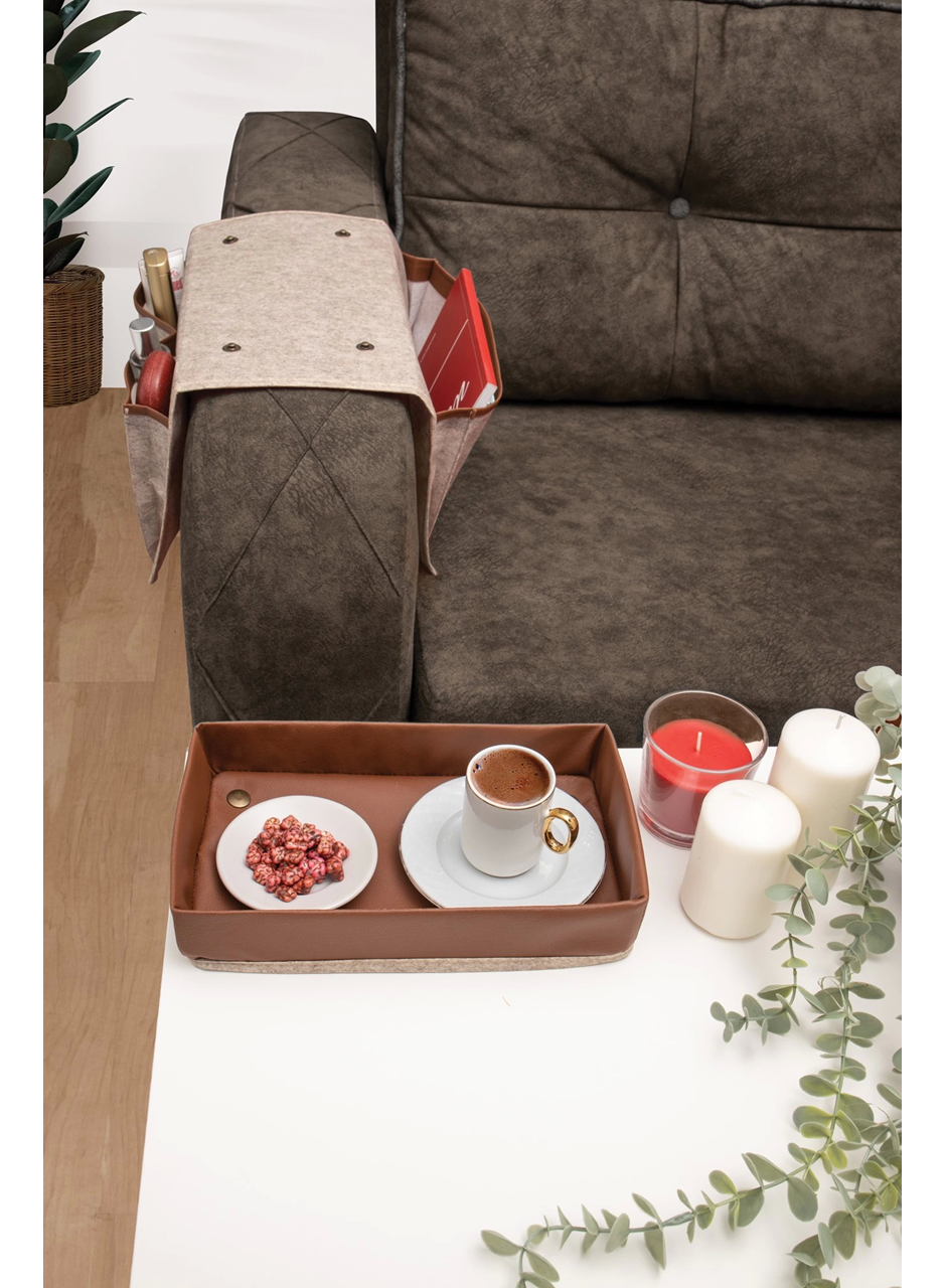 Çok Amaçlı Deri Şeritli Cepli Koltuk Kenarı Düzenleyici 03938 (