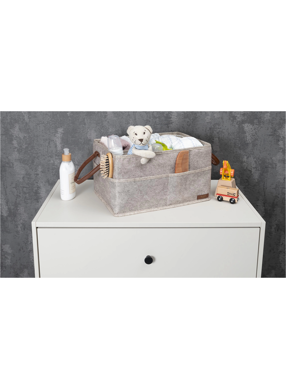 3 Gözlü Deri Şeritli Çok Amaçlı Düzenleyici Organizer Kutu Keçe Sepet 03860 (