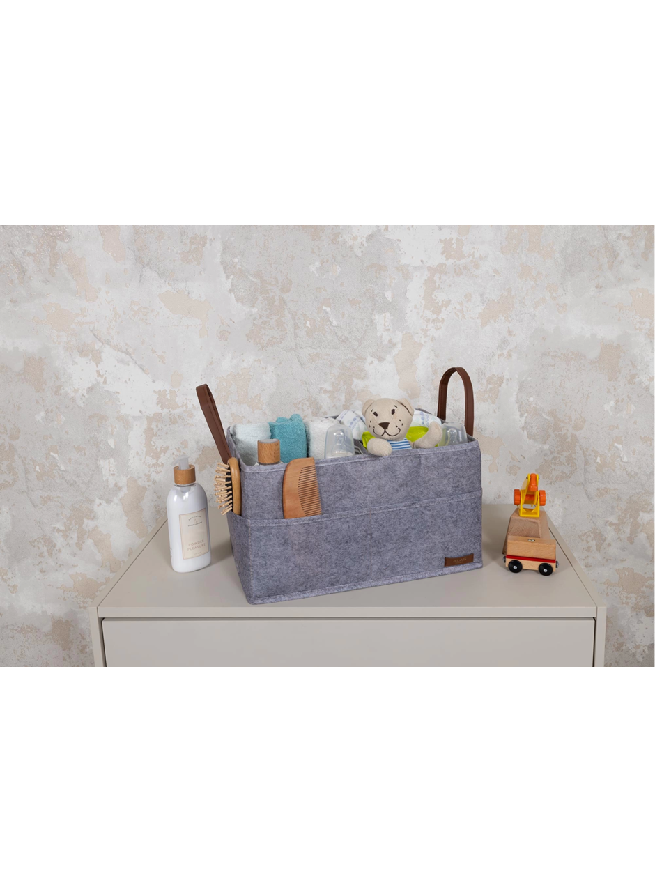 3 Gözlü Deri Şeritli Çok Amaçlı Düzenleyici Organizer Kutu Keçe Sepet 03860 (