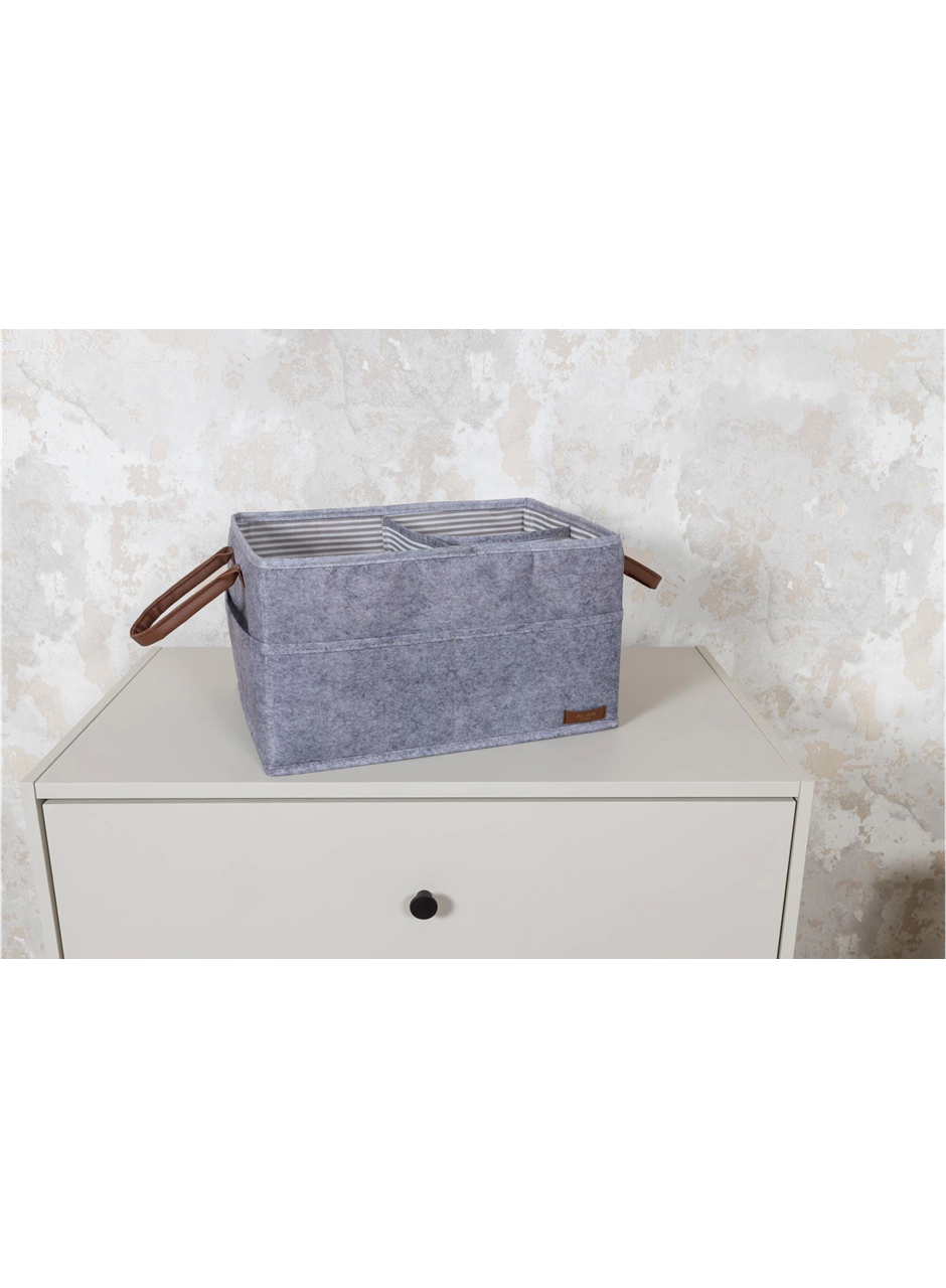 3 Gözlü Deri Şeritli Çok Amaçlı Düzenleyici Organizer Kutu Keçe Sepet 03860 (