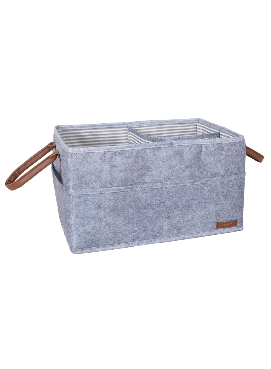 3 Gözlü Deri Şeritli Çok Amaçlı Düzenleyici Organizer Kutu Keçe Sepet 03860 (