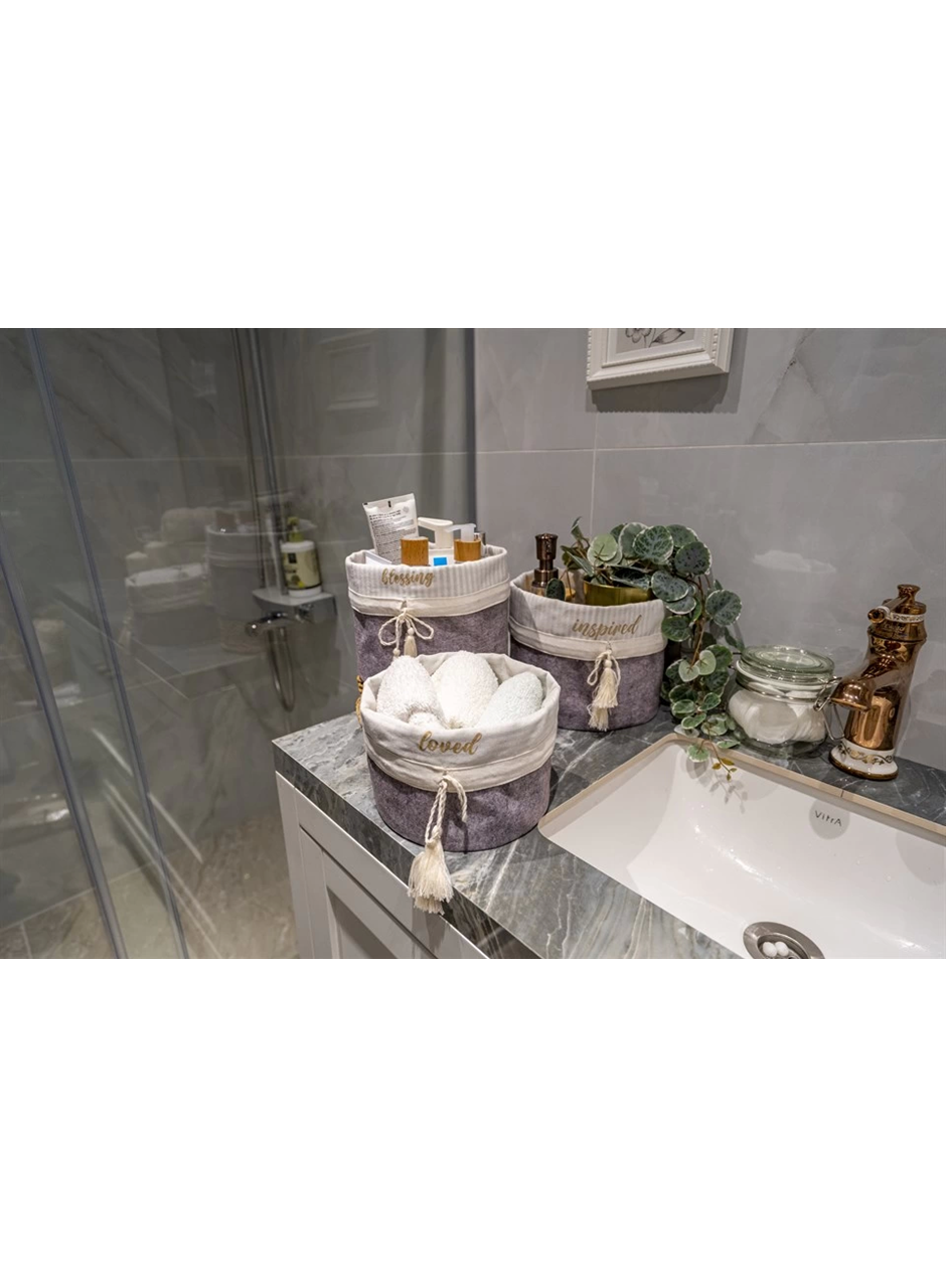 Yuvarlak Katlanabilir Çok Amaçlı Saklama Organizer Kutu Keçe Sepet (maxi) - 03396 (