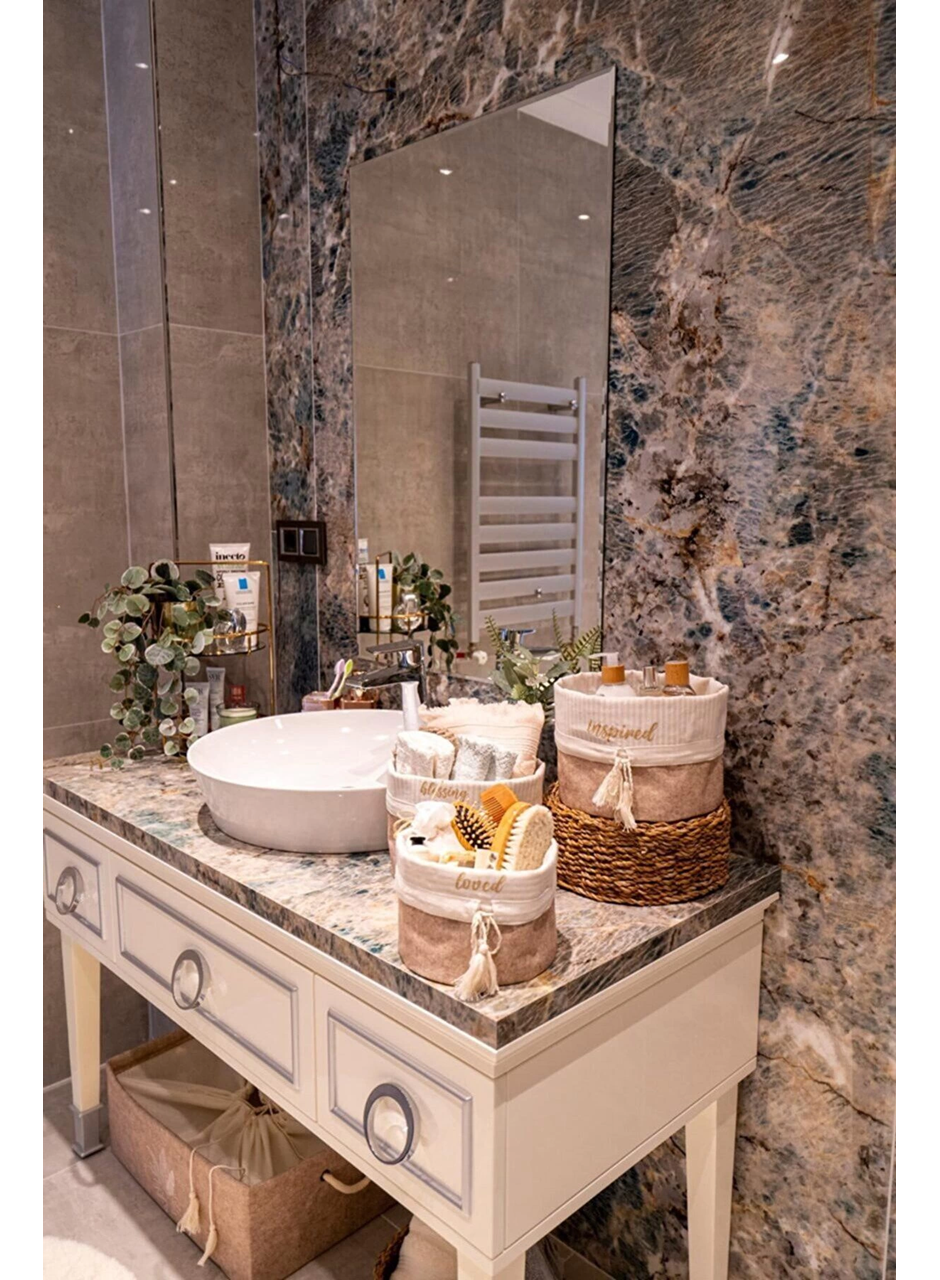 Yuvarlak Katlanabilir Çok Amaçlı Saklama Organizer Kutu Keçe Sepet (mini) - 03402 (