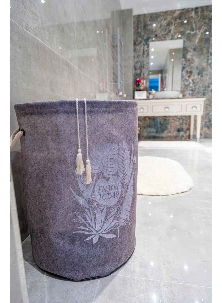 Torbalı ve Kulplu Püskül Detaylı Düzenleyici Çok Amaçlı Organizer Keçe Sepet -03631 (