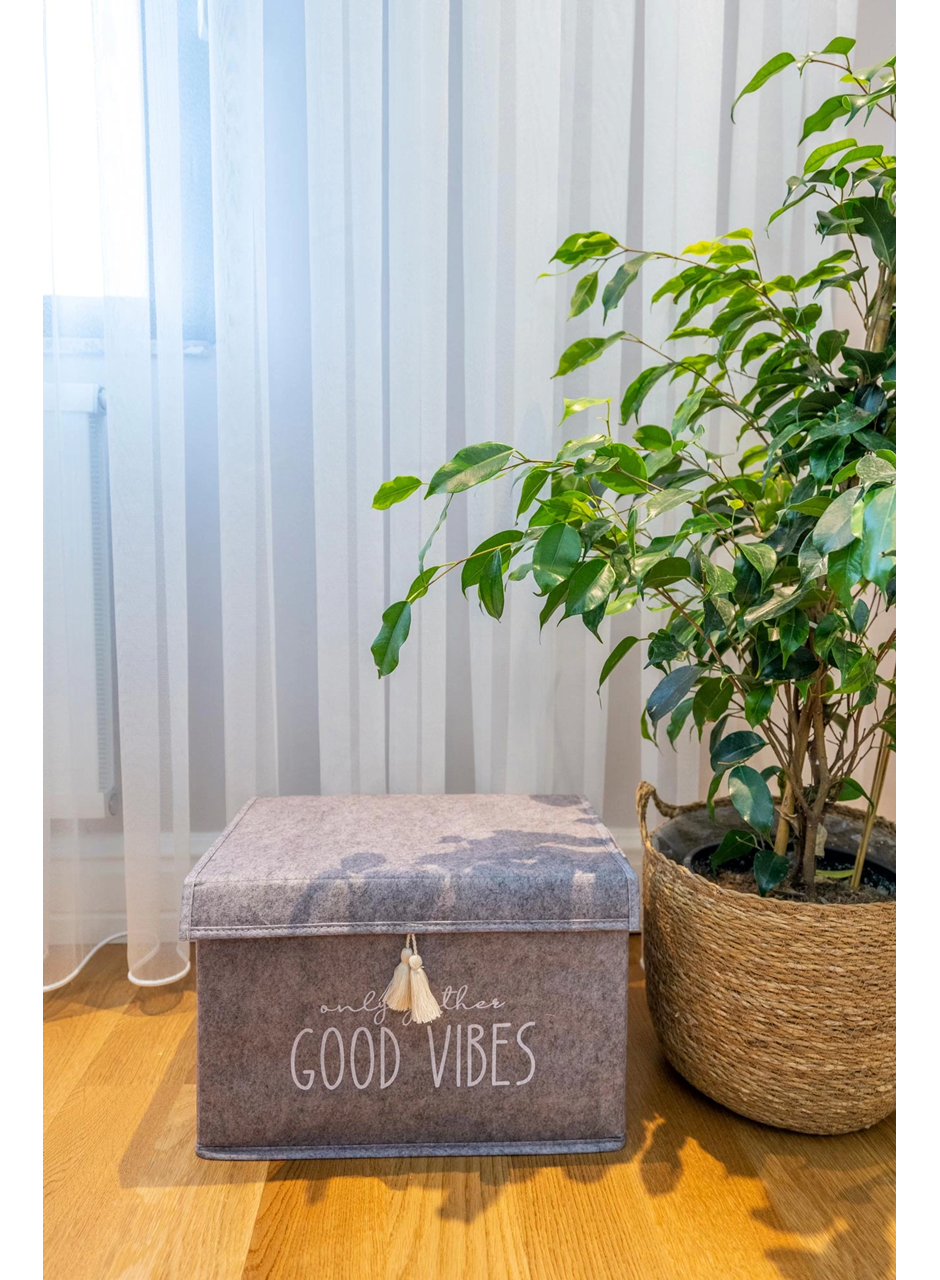 Kapaklı Püskül Detaylı Düzenleyici Çok Amaçlı Organizer Keçe Sepet (mini) - 03495 (