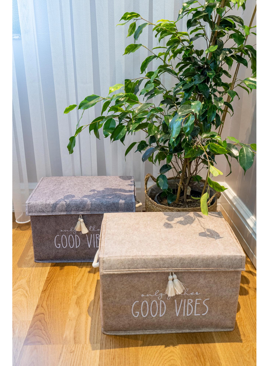 Kapaklı Püskül Detaylı Düzenleyici Çok Amaçlı Organizer Keçe Sepet (mini) - 03495 (