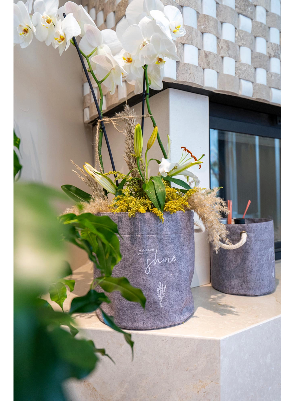 Kulplu Yuvarlak Düzenleyici Çok Amaçlı Kolay Taşınabilen Organizer Keçe Sepet (maxi) 03655 (