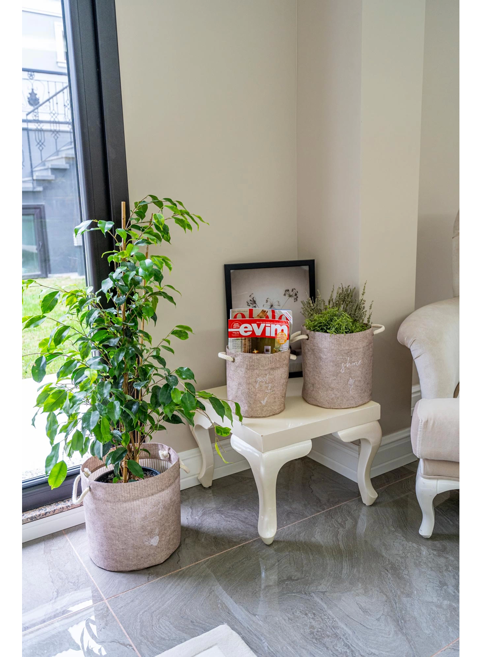 Kulplu Yuvarlak Düzenleyici Çok Amaçlı Kolay Taşınabilen Organizer Keçe Sepet (mini) 03662 (