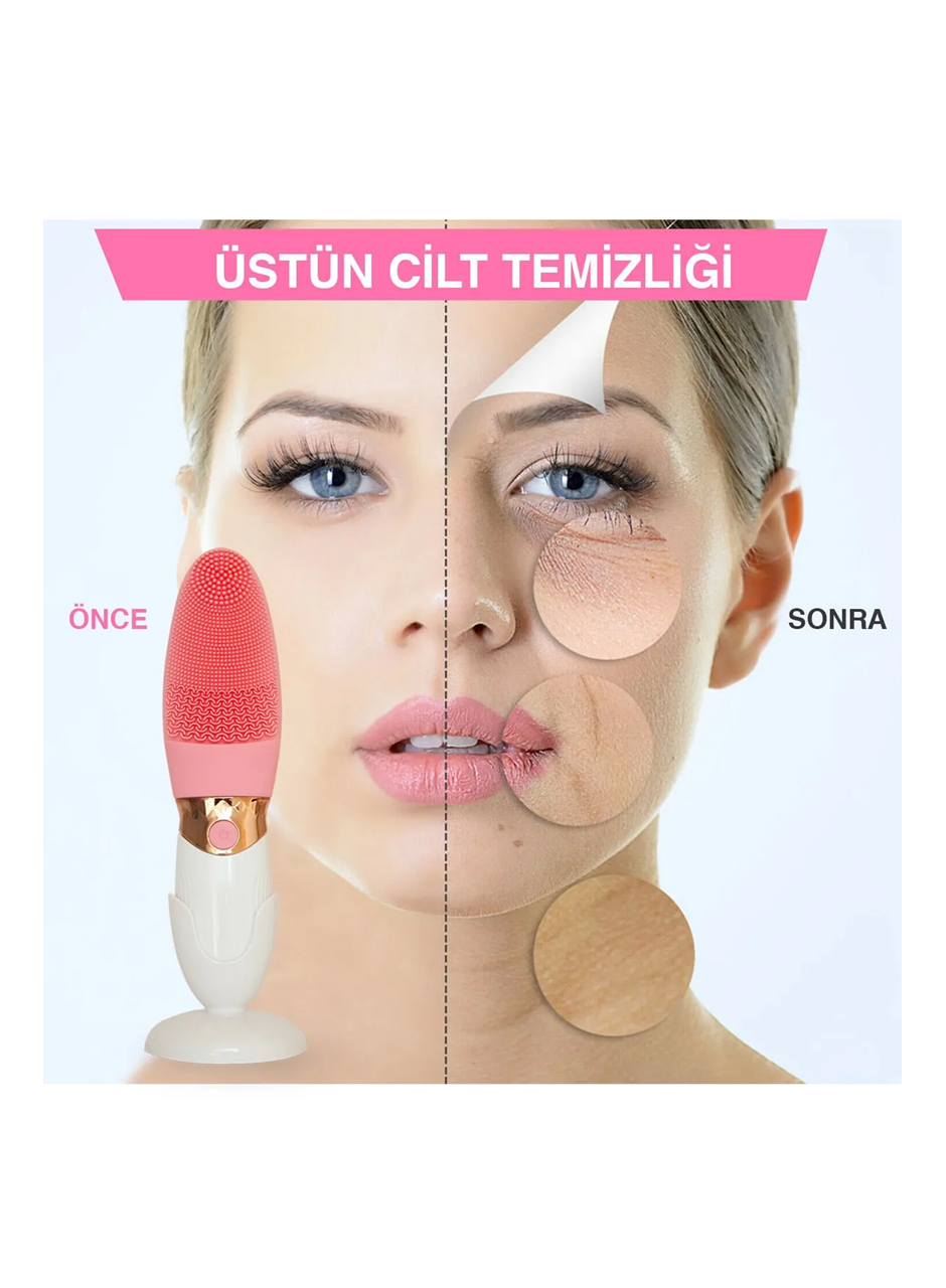 Derin Gözenek Temizliği İçin İnce Kaba Silikon Uçlu Elektrikli Yüz Temizleme Fırçası (