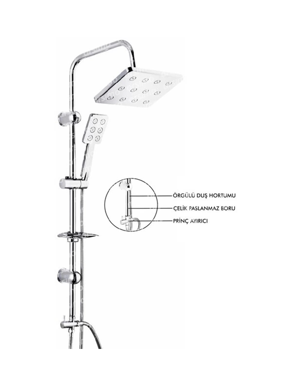 Robot Duş Seti Krom Dikdörtgen Çok Fonksiyonlu Yağmur Robot Duş Sistemi (