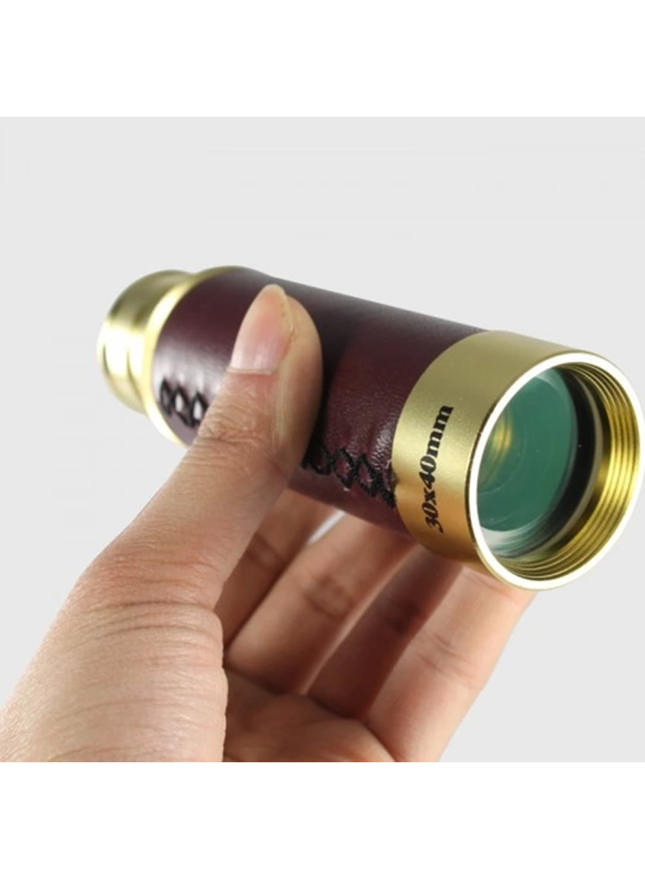 30x40 Panda Büyük Mercekli Pirinç Gövdeli Deri Çantalı Denizcilik Korsan Dürbün (