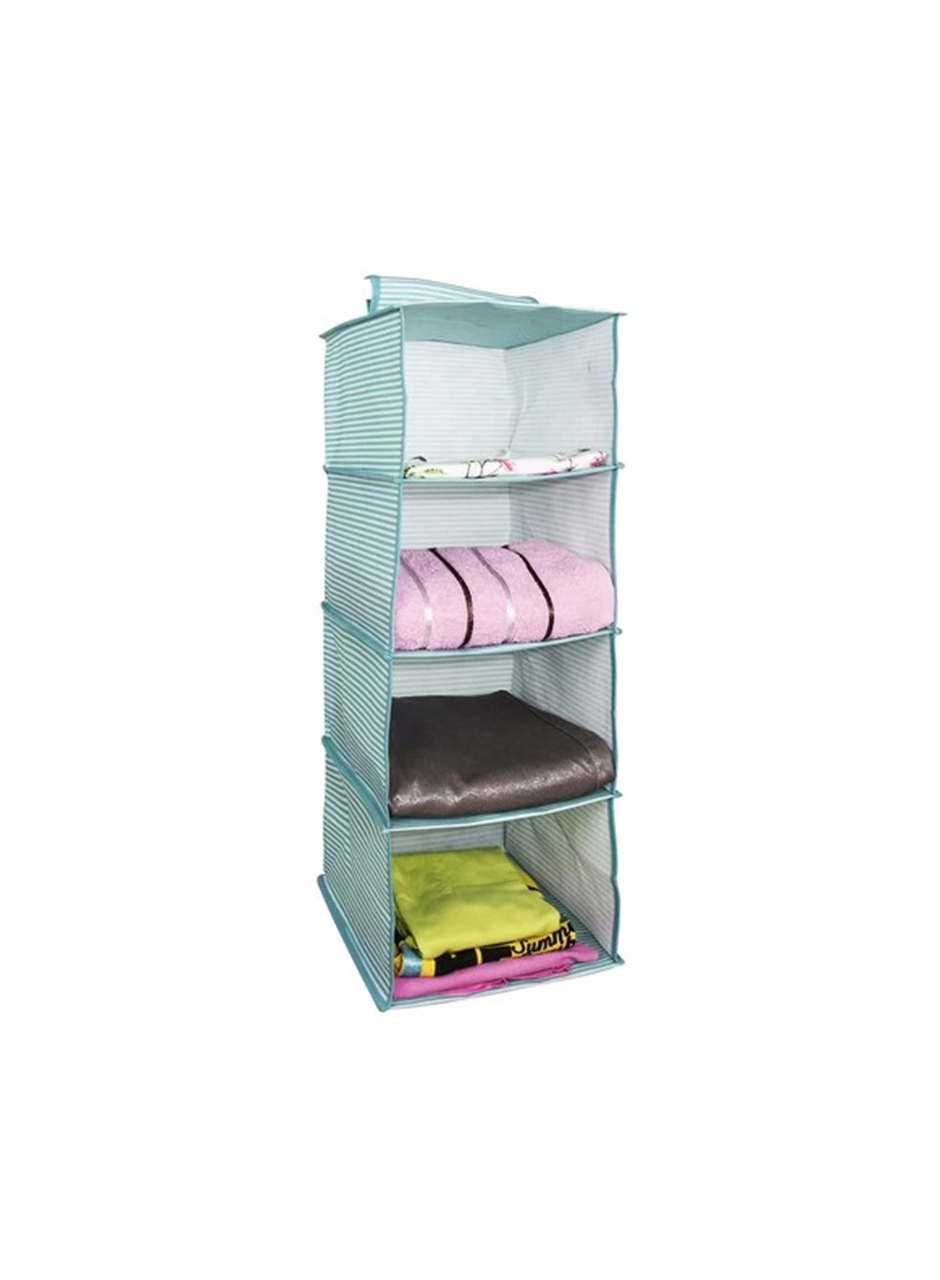 Dolap İçi Düzenleyici Katlanabilir Çok Amaçlı 4 Bölmeli Çizgili Bez Organizer (siyah) (