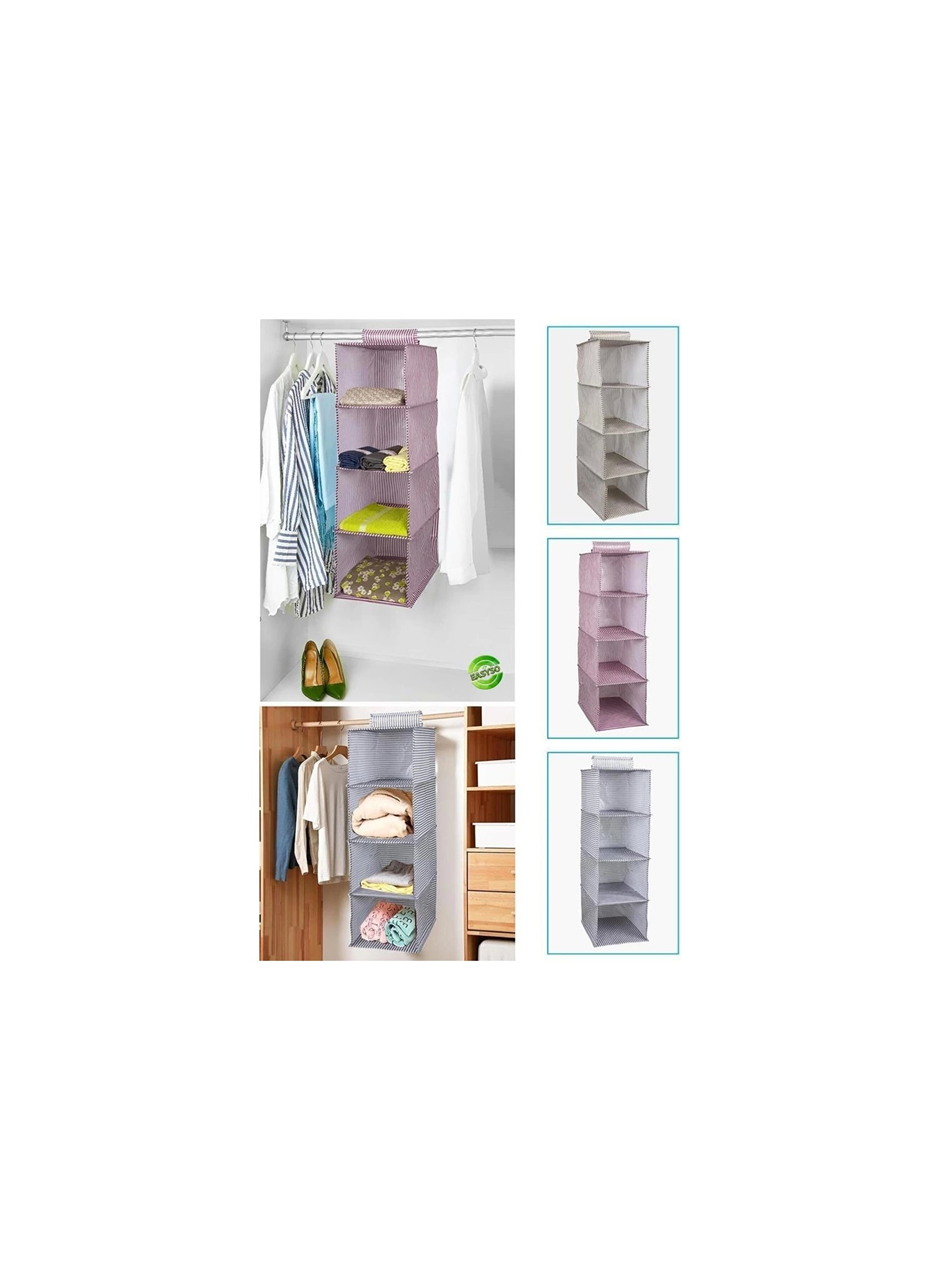 Dolap İçi Düzenleyici Katlanabilir Çok Amaçlı 4 Bölmeli Çizgili Bez Organizer (siyah) (