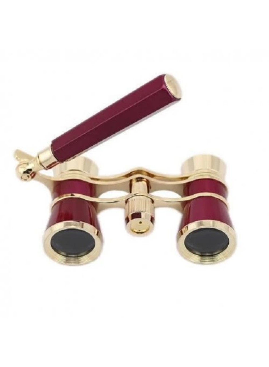 Nefis Işlemeli, Tiyatro / Opera Dürbünü 3x25 Prinç Metal Kaplamalı Retro Kahverengi (