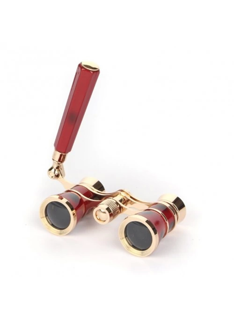 Nefis Işlemeli, Tiyatro / Opera Dürbünü 3x25 Prinç Metal Kaplamalı Retro Kahverengi (