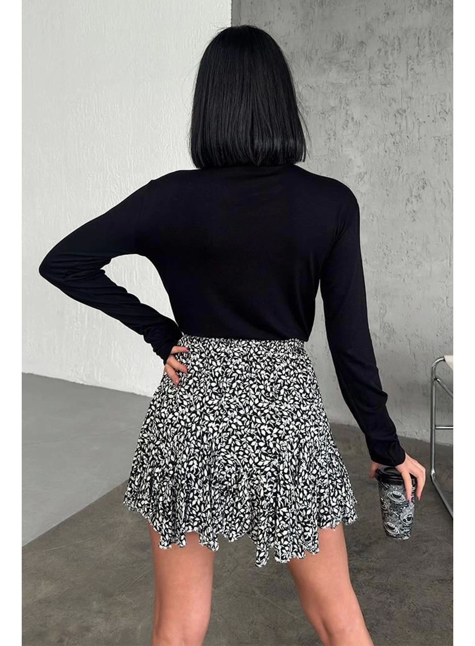 Rahat Ve Şık Uzun Kollu Bisiklet Yaka Likralı Viskon Penye Body Siyah (