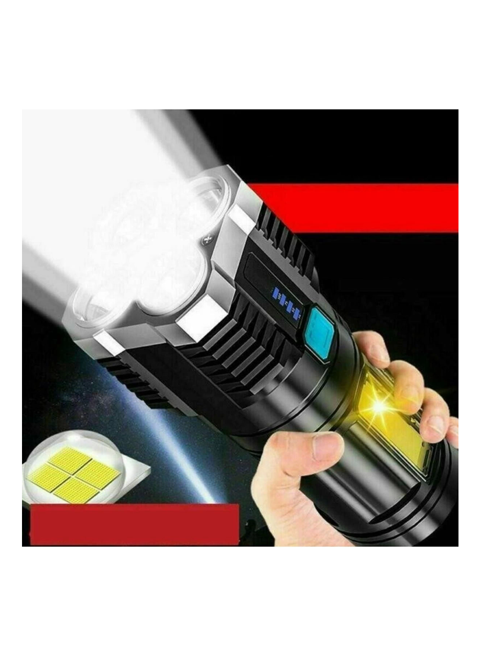 Ultra Parlak El Feneri Usb Şarj 4 Led+Yan Cob Led Taktik Günlük Hayat Kamp Avcılık El Feneri (