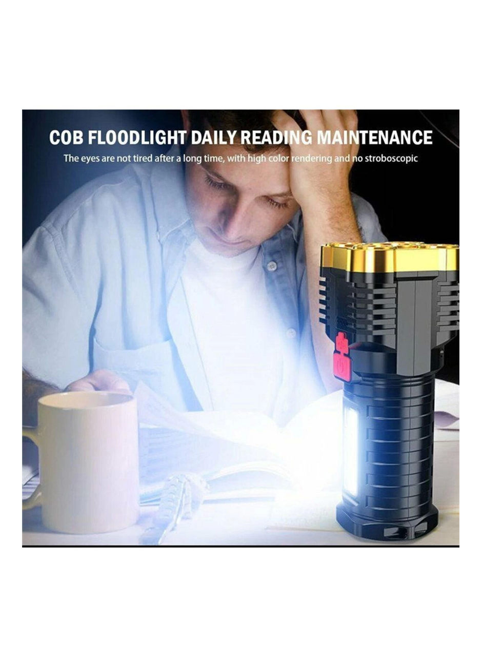 Ultra Parlak El Feneri Usb Şarj 4 Led+Yan Cob Led Taktik Günlük Hayat Kamp Avcılık El Feneri (