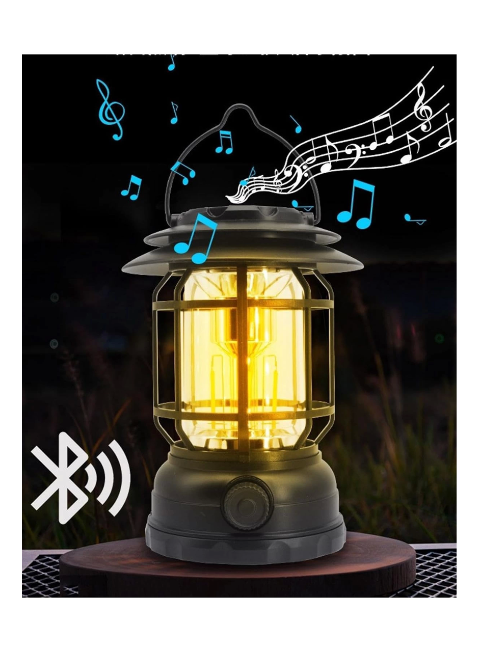 USB Şarjlı LED Kamp Lambası - Bluetooth Müzik Çalar, El Feneri ve Cep Telefonu Şarj Cihazı (