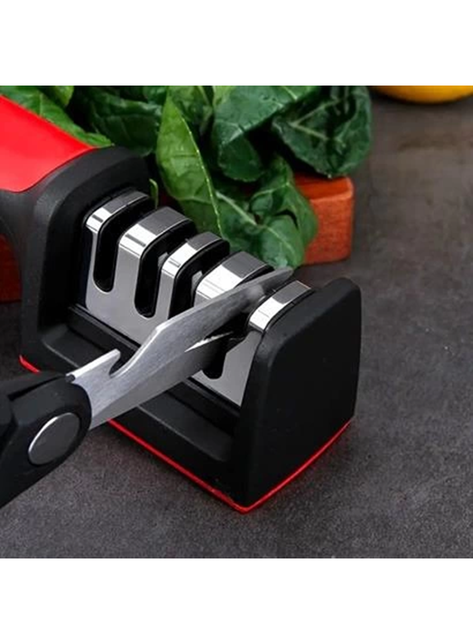 4 Aşamalı Kaymaz Tabanlı Hızlı Bıçak ve Makas Bileme Aracı - Keskin ve Pratik Kullanım (