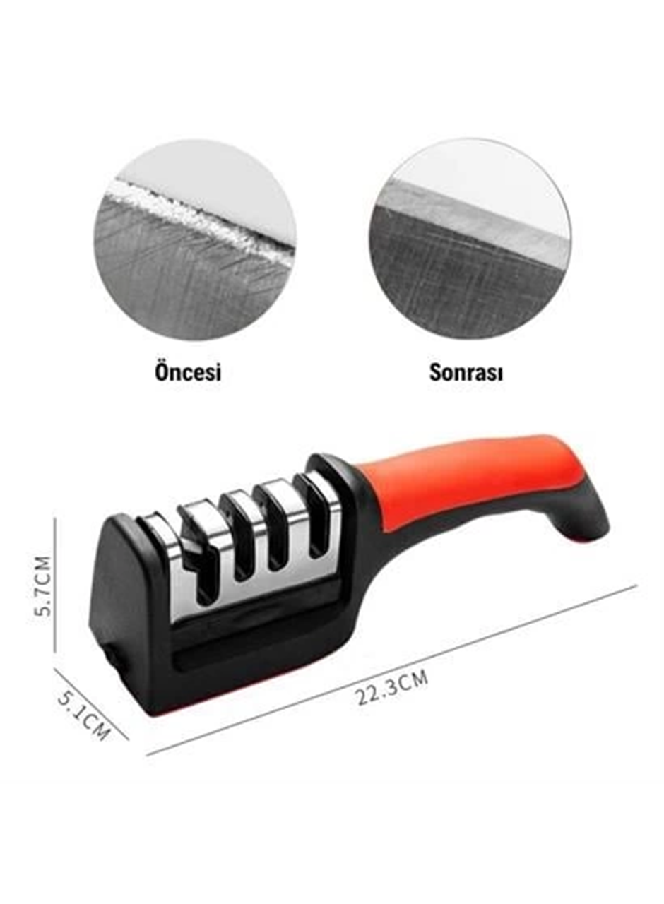 4 Aşamalı Kaymaz Tabanlı Hızlı Bıçak ve Makas Bileme Aracı - Keskin ve Pratik Kullanım (