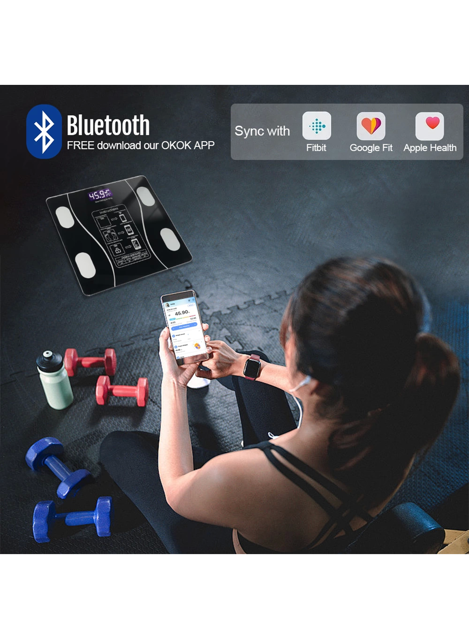 Akıllı Kablosuz Dijital Banyo Ve Vücut Yağ Ağırlık Ölçeği Vücut Kompozisyonu Analizörü Bluetoothlu Tartı (