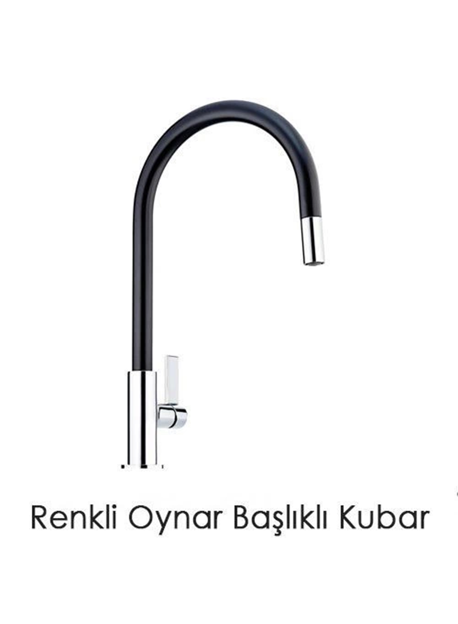 Esnek Kıvrılabilir Renkli Silikon Oynar Başlıklı Musluk Bataryası Başlığı Kubar (