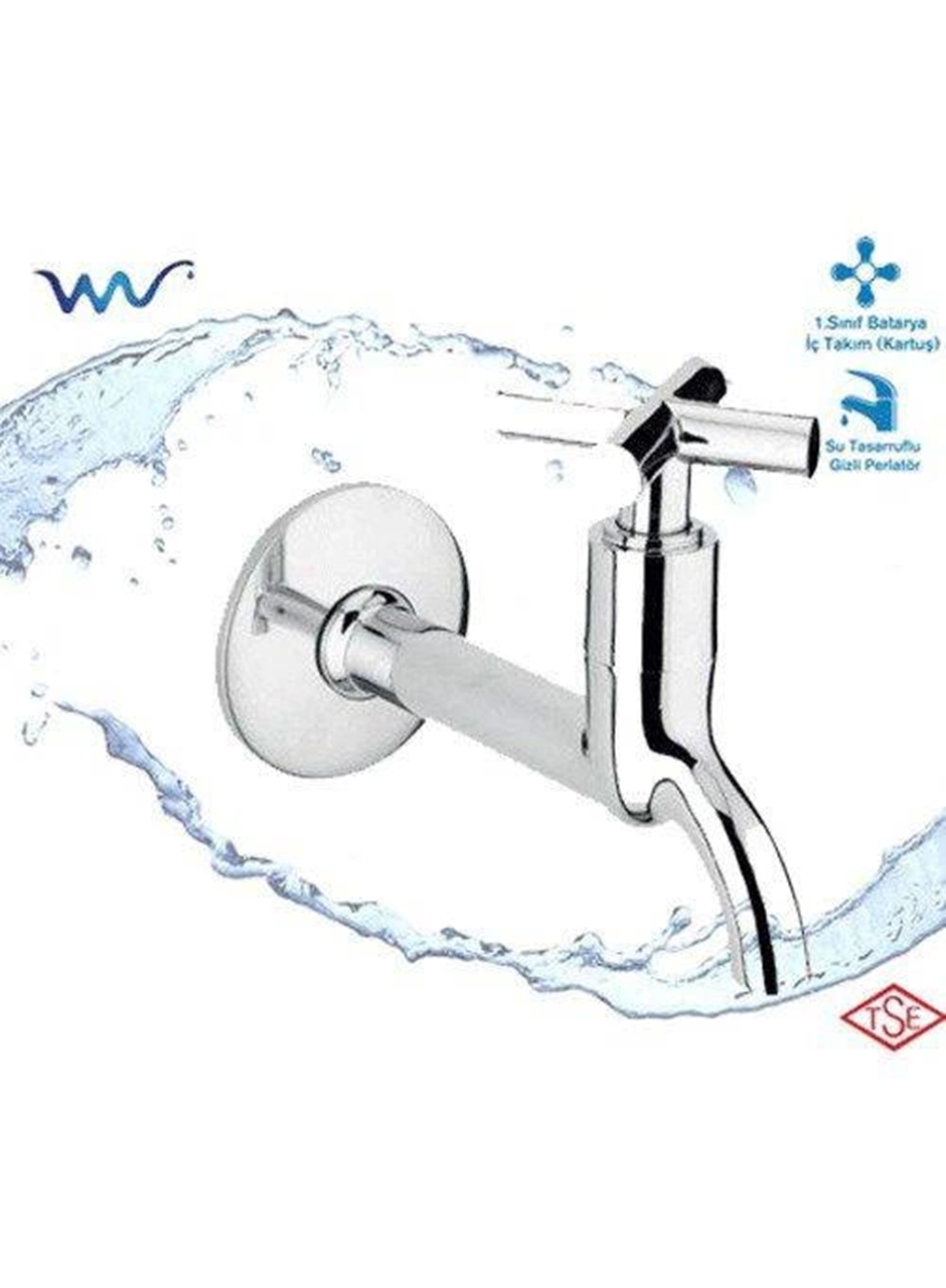 Artı Aç Kapa 4 Kollu Krom Çevirveli Musluk Duvardan Tek Girişli (