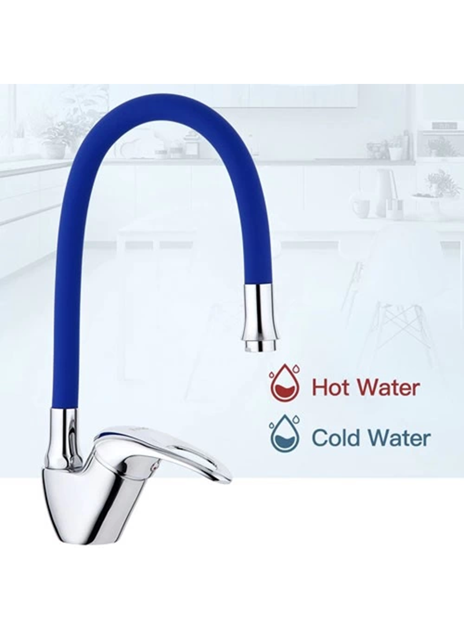 Mix Kuğu Mutfak Evye Bataryası Renkli Oynar Başlıklı Mavi (