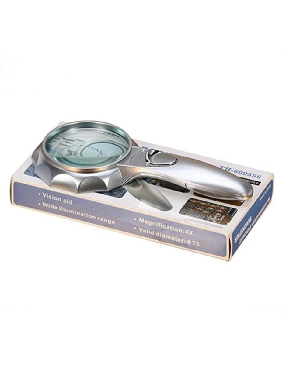 -4x 6 Led Işık Aydınlatma 75mm Optik Lens El Büyüteç (