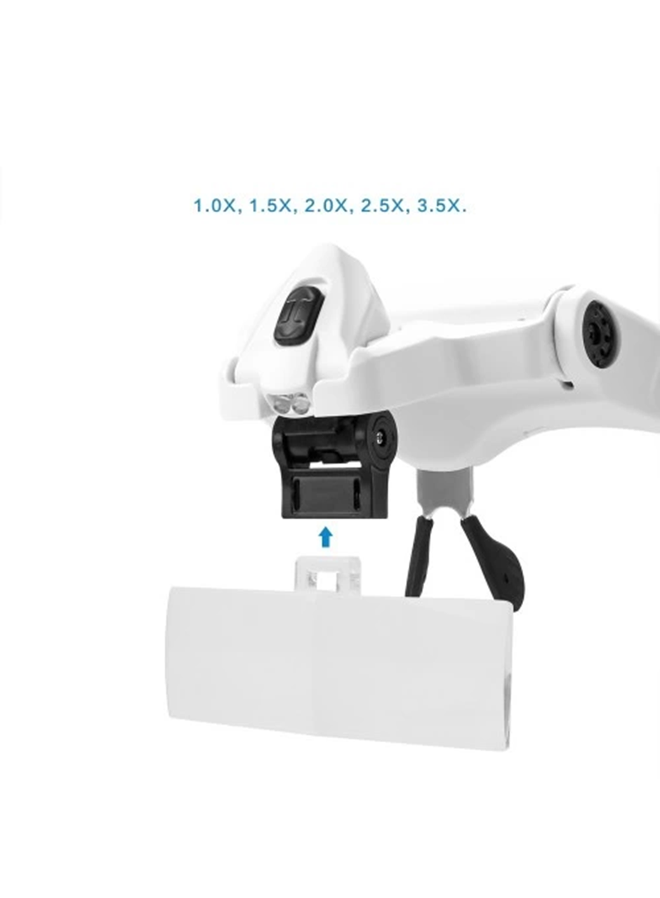 -5 Lens 1.0x-3.5x, 2led Işıklı Ile Ayarlanabilir Gözlük Büyüteç9892B2 (