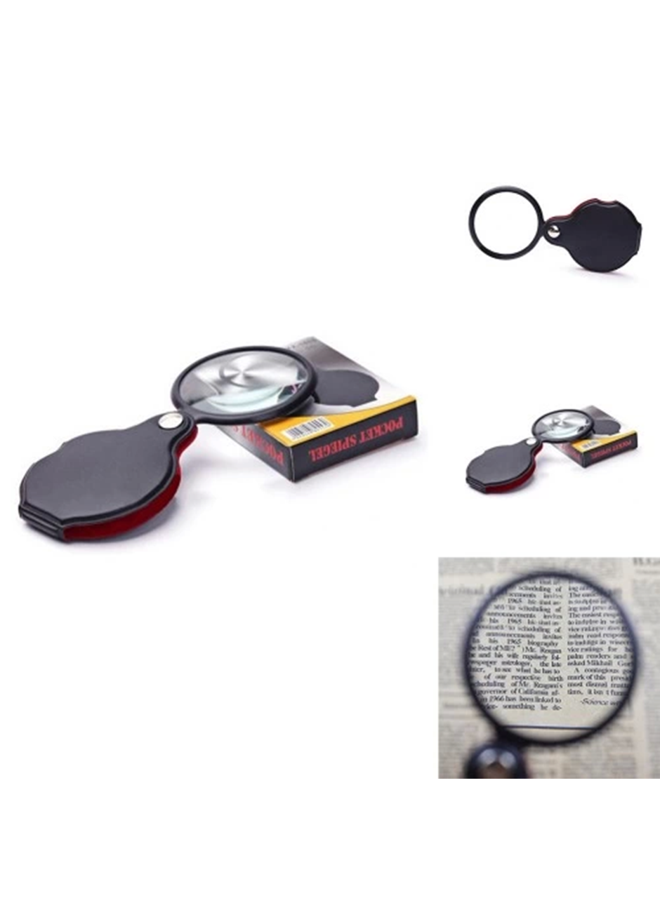 -5x 60mm Cam Optik Lens,katlabilir,deri Kaplamalı Cep Büyüteç-xx1051 (