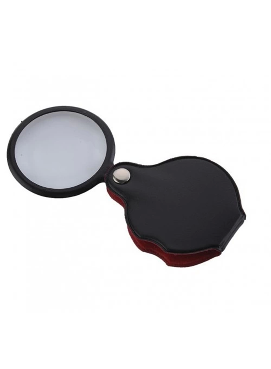 -5x-50mm-mini Büyüteç,cepte Taşınan,optik Lens Katlanabilir Deri Kaplama-xx1051 (