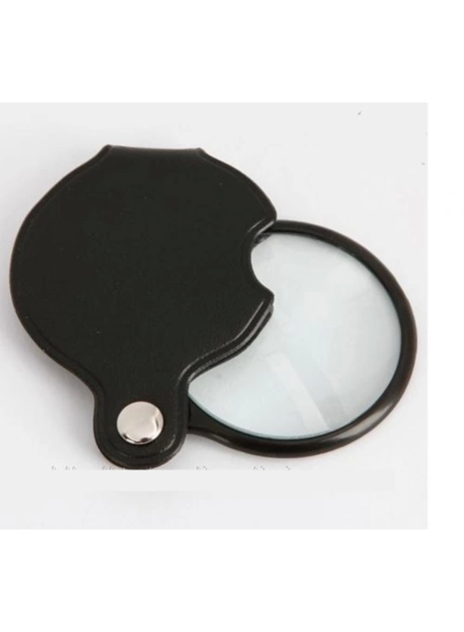 -5x-50mm-mini Büyüteç,cepte Taşınan,optik Lens Katlanabilir Deri Kaplama-xx1051 (