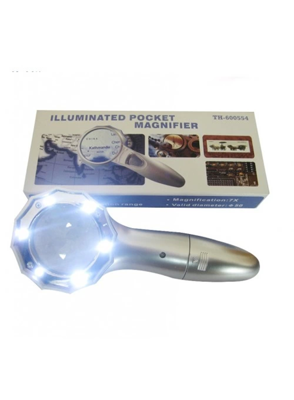 -7x Büyüteç 6 Led Işık Aydınlatma 50mm Optik Lens El Büyüteç (