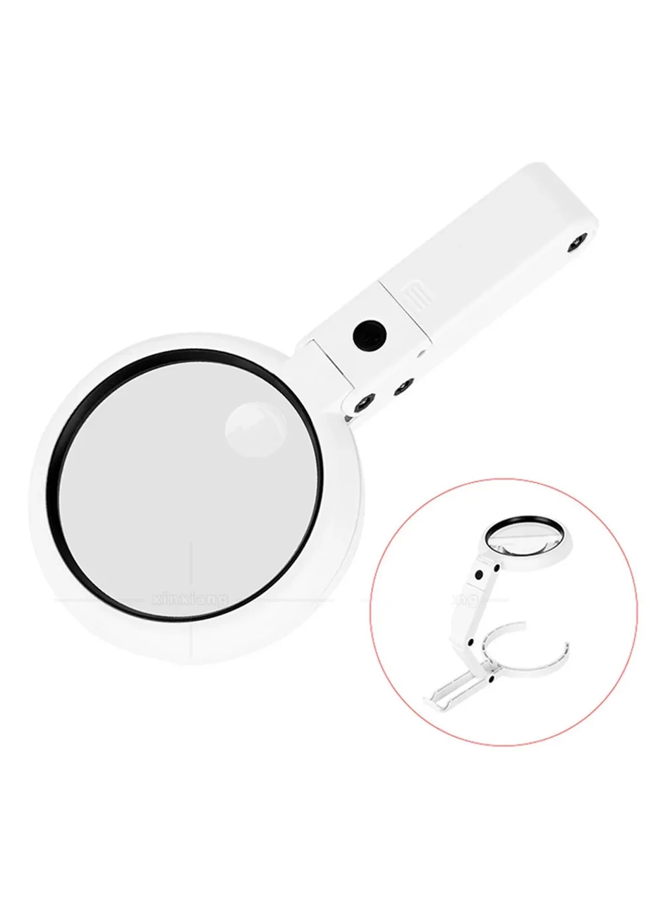 USB şarj edilebilir katlanabilir 3.5-10x büyüteç 8 LEDli masa ve eliçin taşınabilir büyüteç FS90RC (