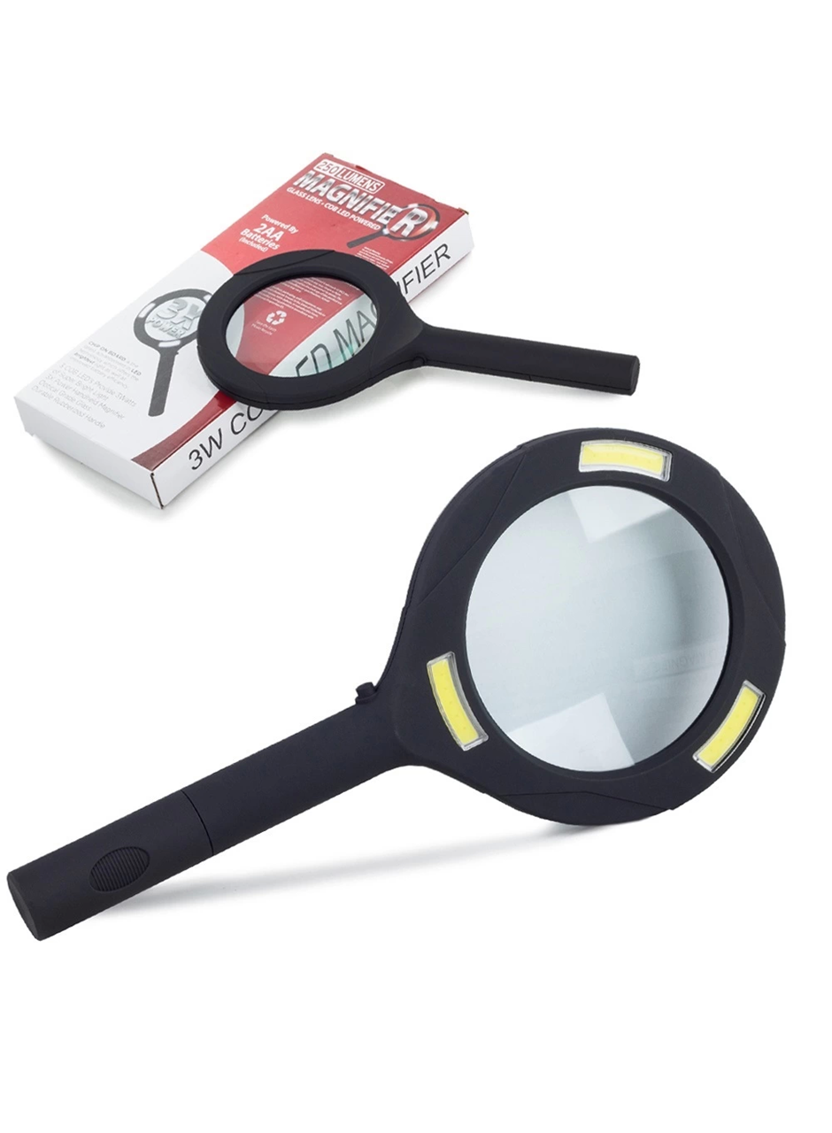 -3 Ledli Işıklı El Büyüteci 250 Lümen Beyaz Işık Büyüteç 3x Zoom Tamirci Büyüteç wt-374 (