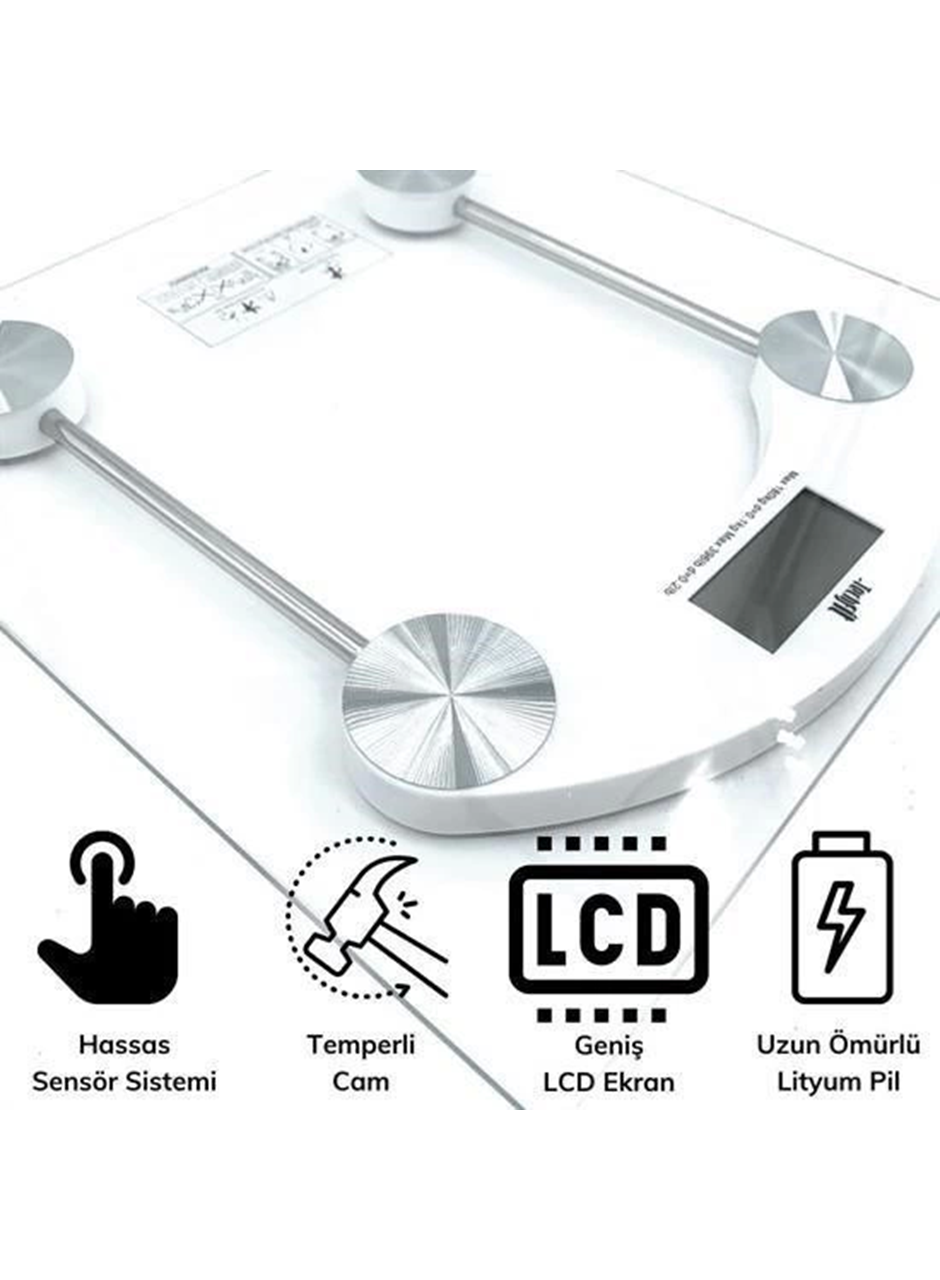 Dijital Kare Cam Baskül Darbelere Karşı Dayanıklı Terazi Yüksek Hassasiyetli Tartı Tf 1052 (
