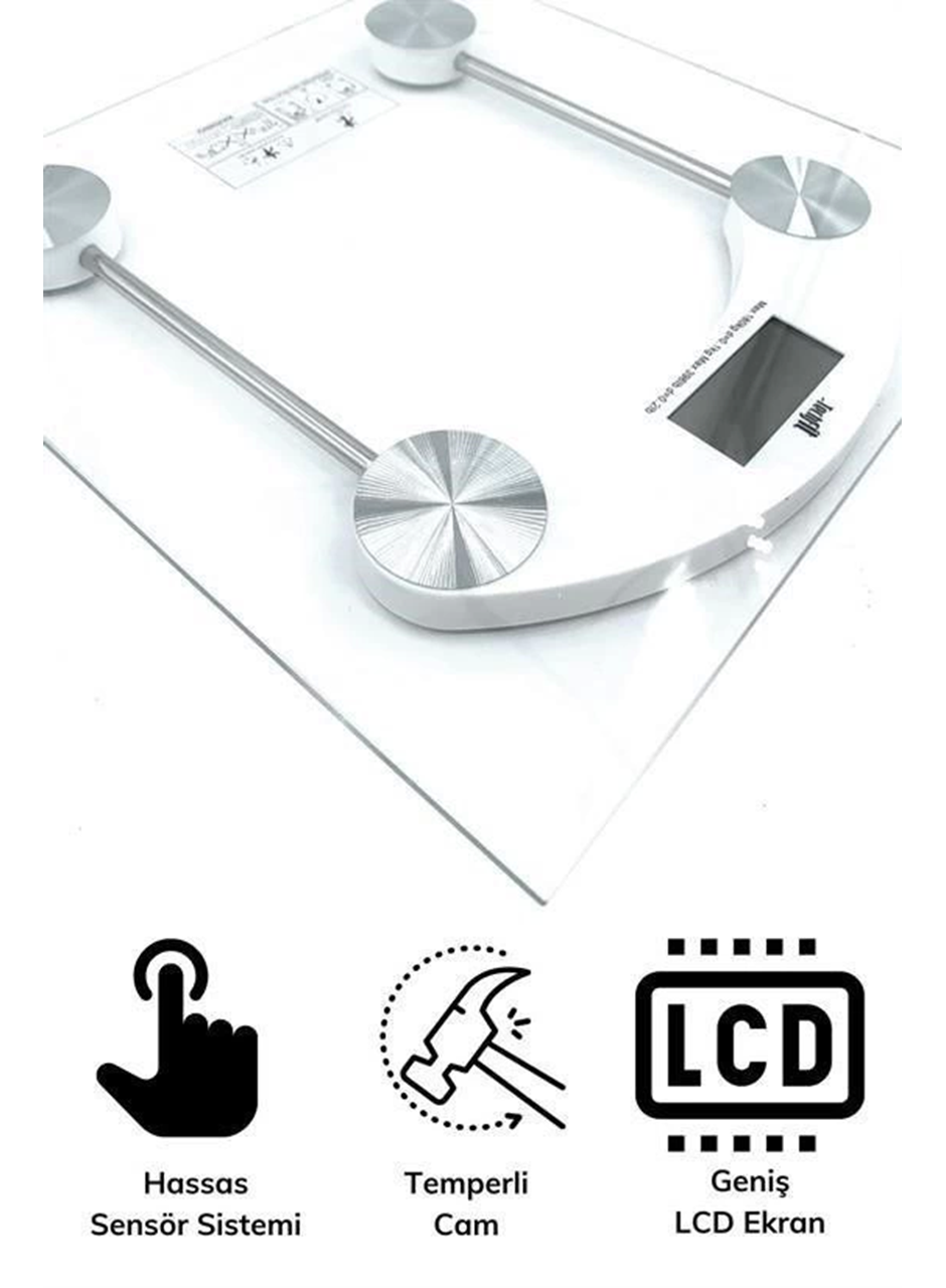 Dijital Kare Cam Baskül Darbelere Karşı Dayanıklı Terazi Yüksek Hassasiyetli Tartı Tf 1052 (