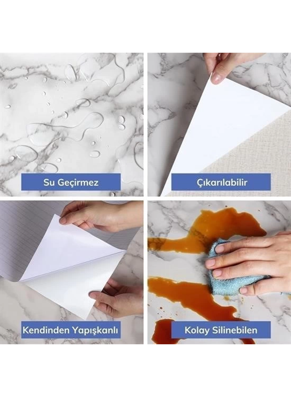 5mt X 60 Cm Mermer Desenli Masa Tezgah Mutfak Su Geçirmez Yapışkanlı Folyo Sticker (