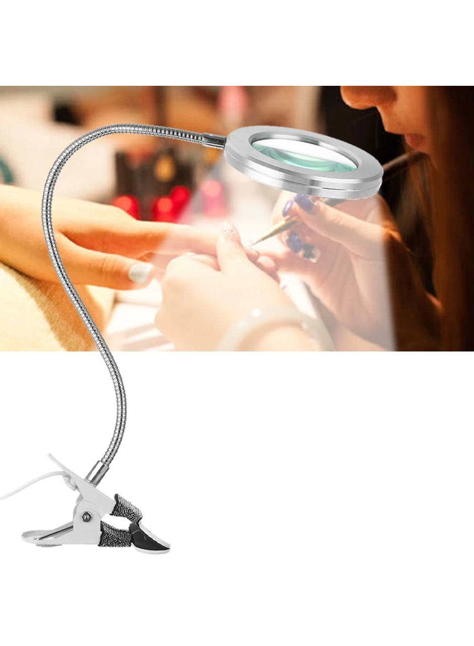 -8x Büyütmeli Mandallı, Usb girişli Masa Lambalı, Okuma ve Güzellik Salon için Büyüteç 2088A (