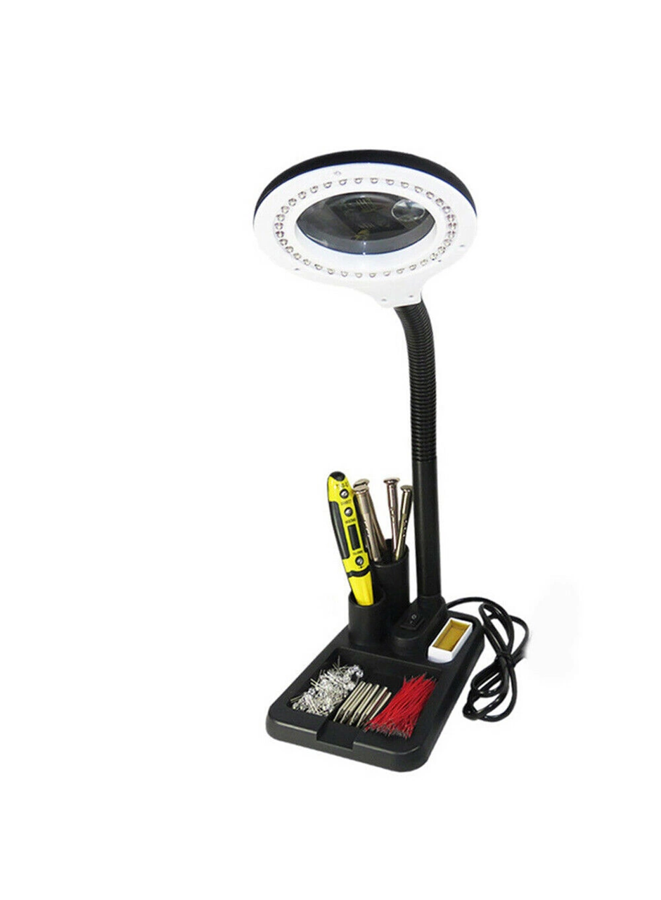-Esnek 5X /10x,40 LED ışıklı büyüteç ,lamba büyüteç okuma, çalışma lehim masa lambası A808 (
