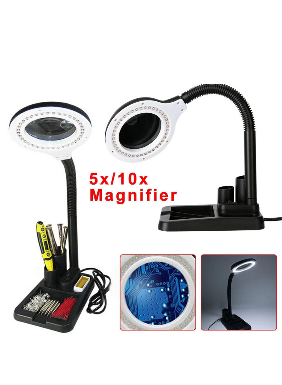 -Esnek 5X /10x,40 LED ışıklı büyüteç ,lamba büyüteç okuma, çalışma lehim masa lambası A808 (