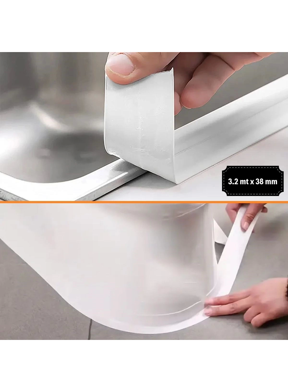 Su Sızdırmaz Banyo Mutfak Lavabo Küvet İzolasyon Şerit Bant,lavabo Kenar Bandı 3.2 Mt X 38 Mm (