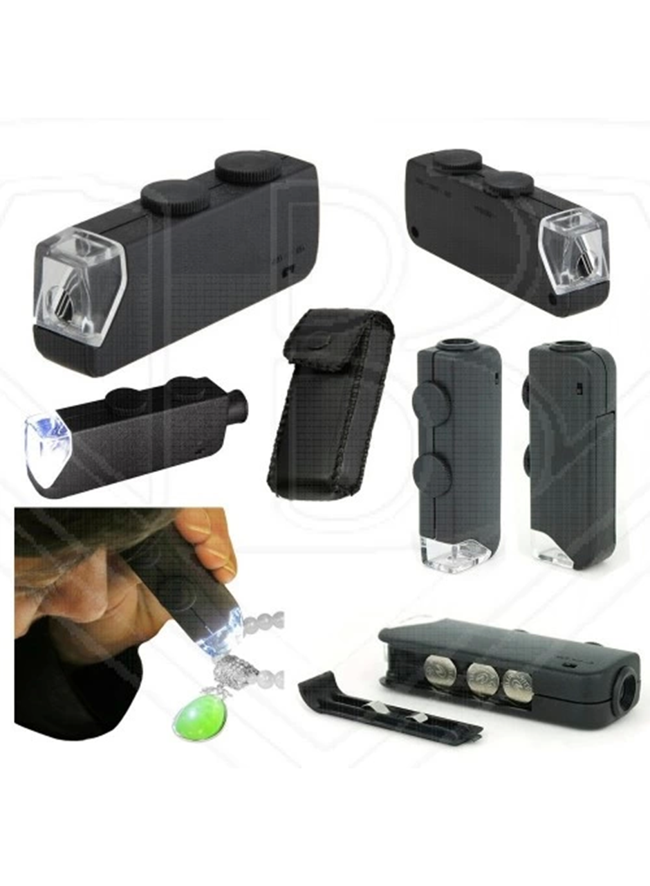 -Mini 60x 100x Zoom Lens Odak Takı Led Cep Mikroskop Büyüteç (